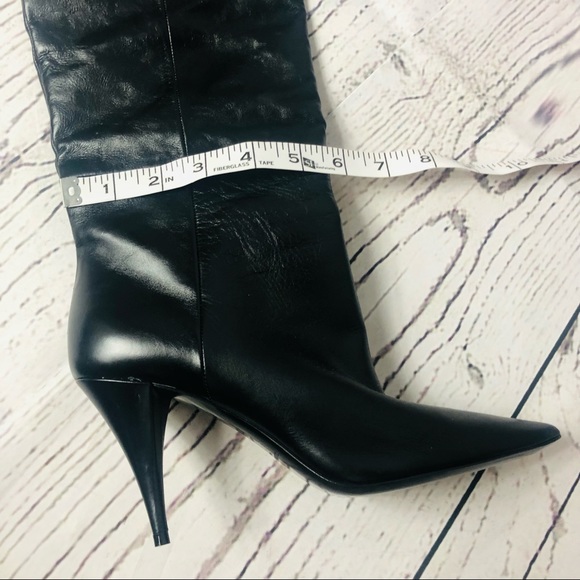 Saint Laurent Tall Slouch Leather Boots Black Knee High YSL 37 - Picture 14 of 16